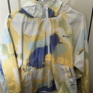 Champion Women’s Yellow and Blue tie-dye wind breaker
